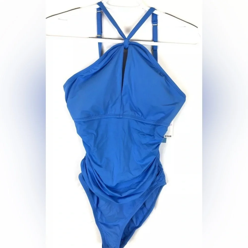 Bleu Rod Beattie Women's Keyhole High Neck Halter One Piece Swimsuit Size 6